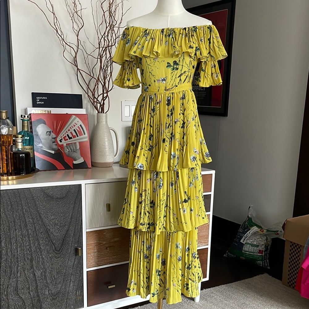 OPT Floral Yellow Off-Shoulder Dress